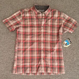 Kuhl Response Red/Brown/White Plaid Short Sleeve Shirt, NWT, Size M
